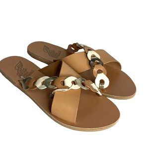 ANCIENT GREEK SANDALS Women's Thais Links Leather Sandals Size 40